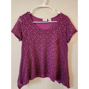 Kim Rogers Petite Business Casual Blouse Women's Size PM Purple